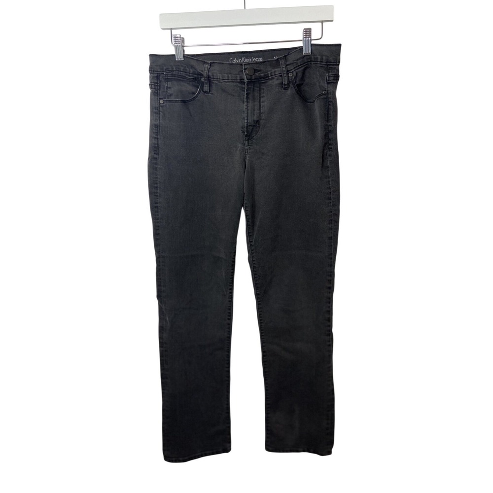 Calvin Klein Jeans Women's 12x32‎ Straight Leg Black Wash Stretch Denim